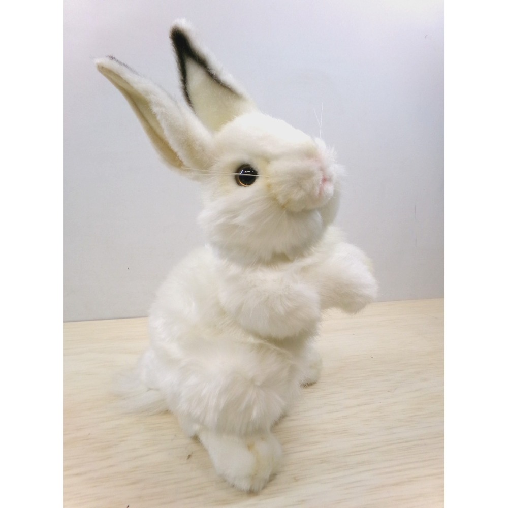 Hansa 2000 Thomas Boland Co 13" Tall Realistic Plush Rabbit Sitting Up White